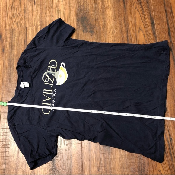 DONATED Civilized Addiction Coffee Tea Shirt Woot T Shirt Tea Cup Small Blue - Picture 4 of 10